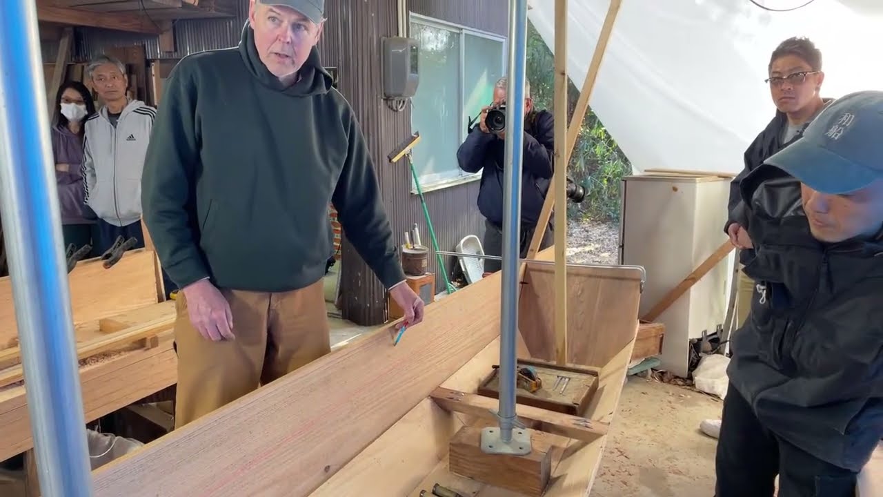 Traditional Japanese wooden cormorant fishing boat building LIVE