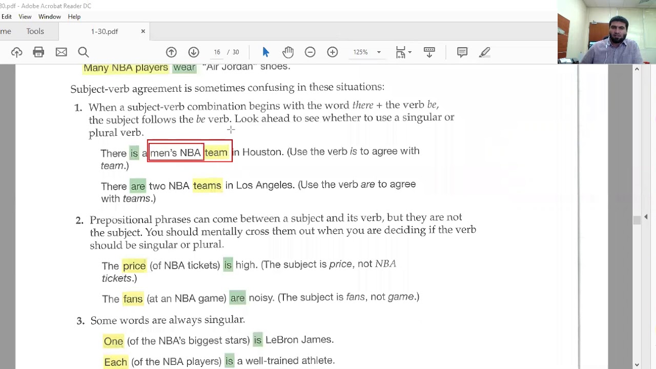 التطابق بين الفعل والفاعل في الجملة الإنجليزية subject verb agreement