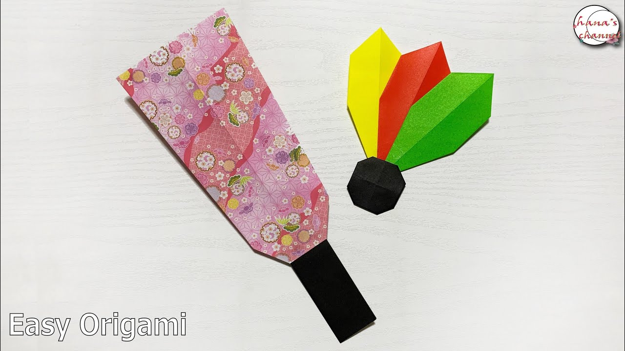 【折り紙】簡単 羽子板と羽根 ✨How to make paper battledore#羽根#はね#feather#पंख#bulu#깃털#羽毛#はごいた#折り方#おりがみ#origami#摺紙