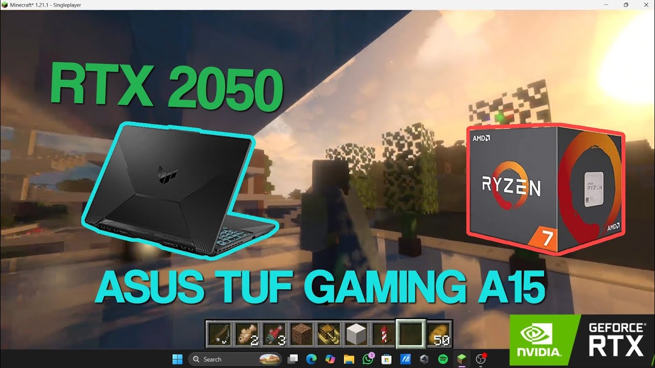 Test Vanilla Shaders Minecraft Java | ASUS TUF Gaming A15 R7 7000 RTX 2050
