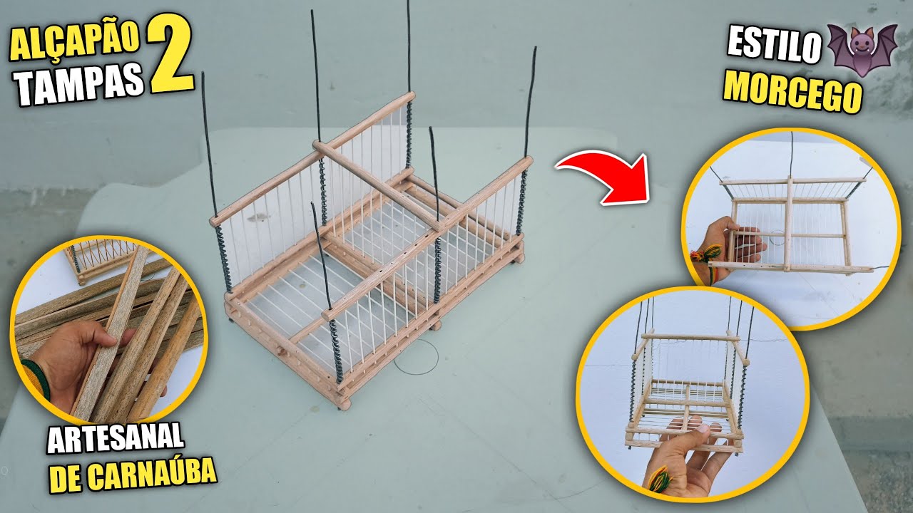 FAZENDO UM ALÇAPÃO DE CARNAÚBA COM DUAS TAMPAS