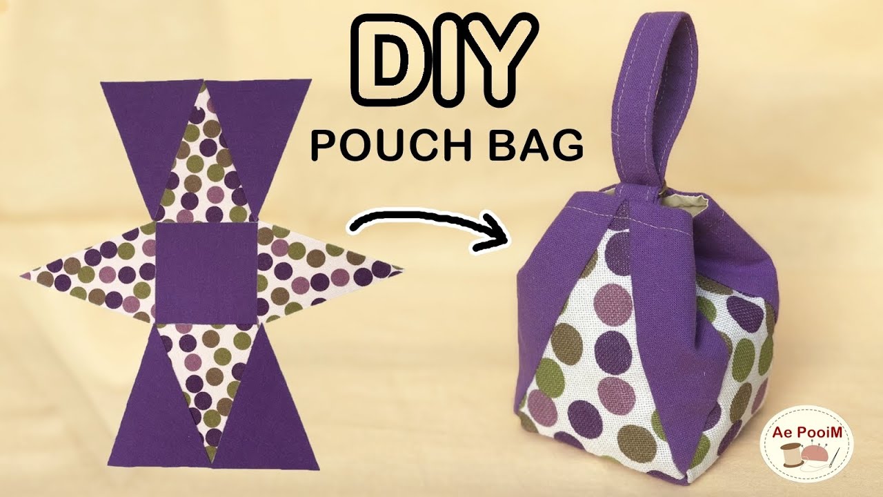 HOW TO MAKE POUCH BAG FROM TRIANGLE | วิธีการทำถุงผ้าจากสามเหลี่ยม