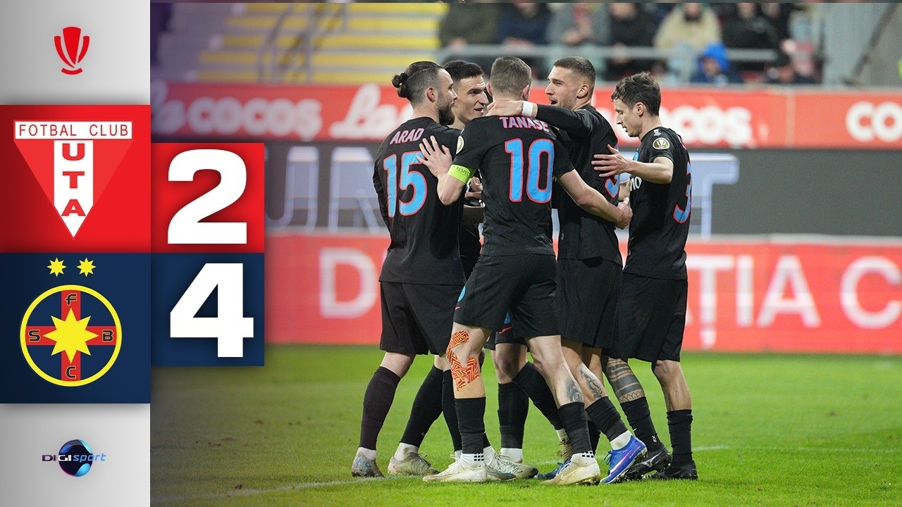 UTA - FCSB 2-4. Campioana a făcut spectacol la Arad, dar va juca în play-out