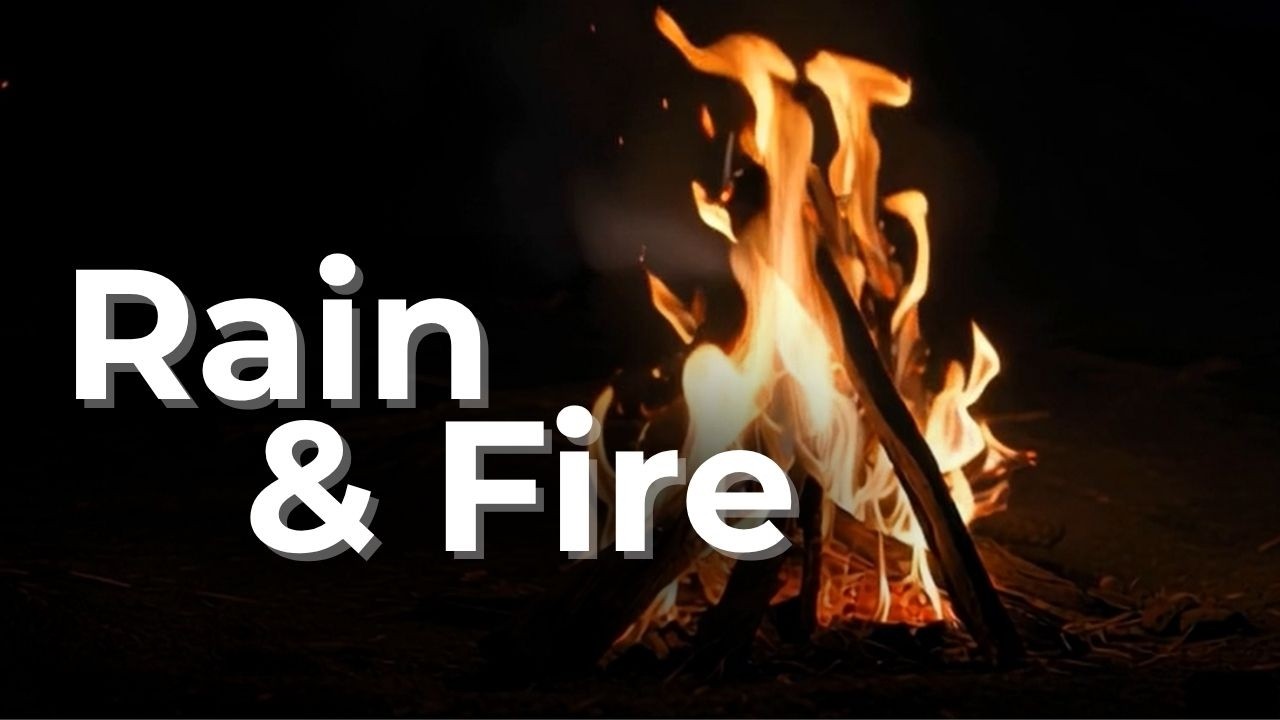 Fire and Rain Sounds for Sleep – 8 Hours – Night Background