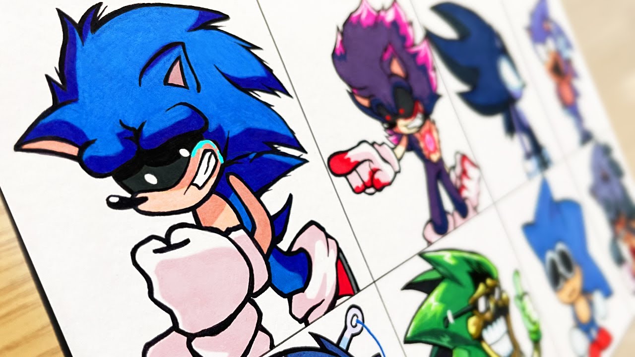 Drawing FNF-NEW SONIC.EXE / B3 Sonic.exe Endless-Majin Sonic / Hell Reborn-Lord X / Dark Sonic