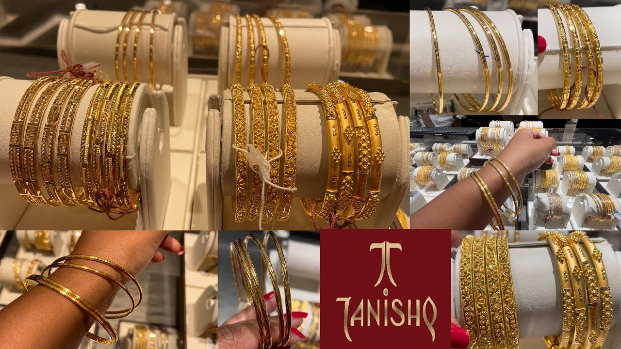 Gold bangles | light weight Rod bangles | Daily wear fancy kada bangles | Set of 4 gold bangles