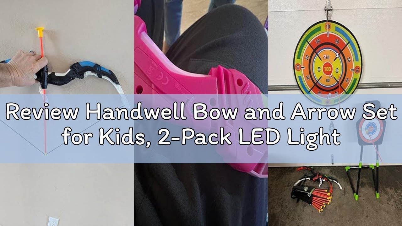 Review Handwell Bow and Arrow Set for Kids, 2-Pack LED Light Up Archery Set with 20 Suction Cup Arro