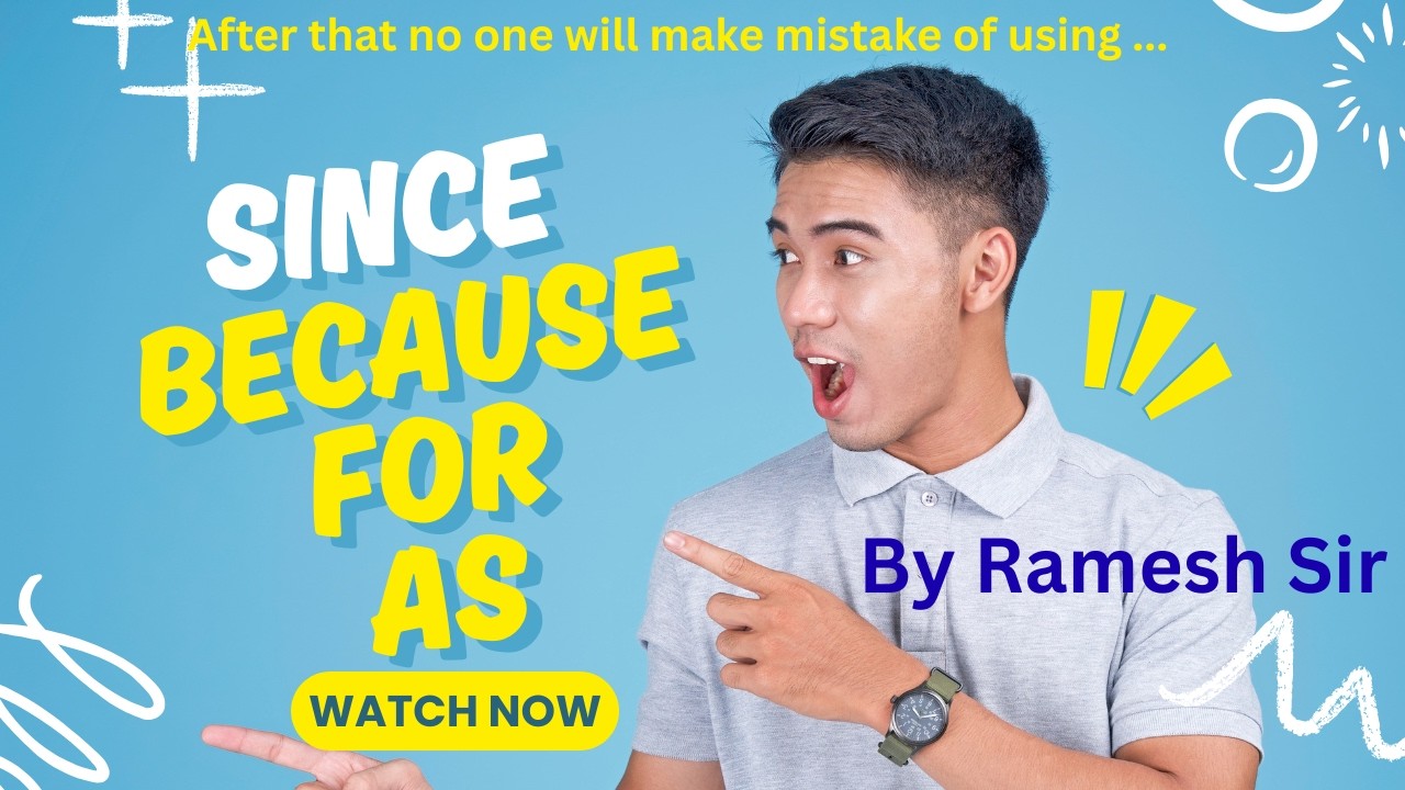 As, Since, For, Because, no will make mistake after this video, leran how to use them. #ssc,#english