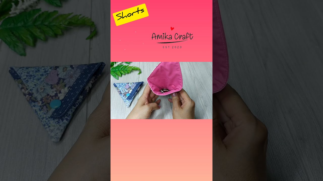 DIY Easy Origami coin pouch/ triangular mini pouch / coin case, coin purse, earphone/Shorts