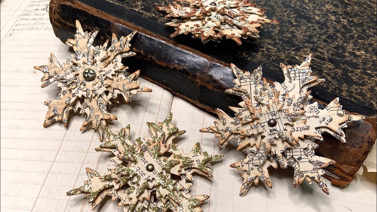 TUTORIAL - vintage snowflake ornaments from old book papers