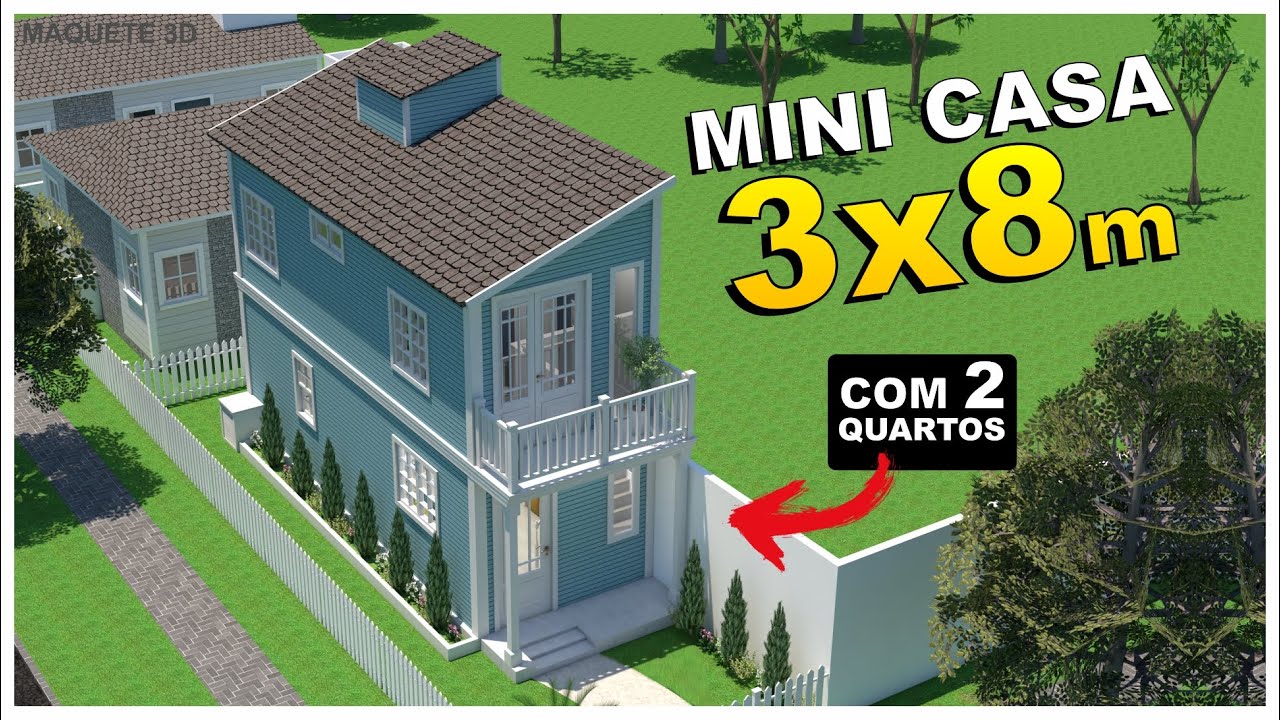 Mini casa 3x8m - Com 2 quartos/Projeto incr&iacute;vel...