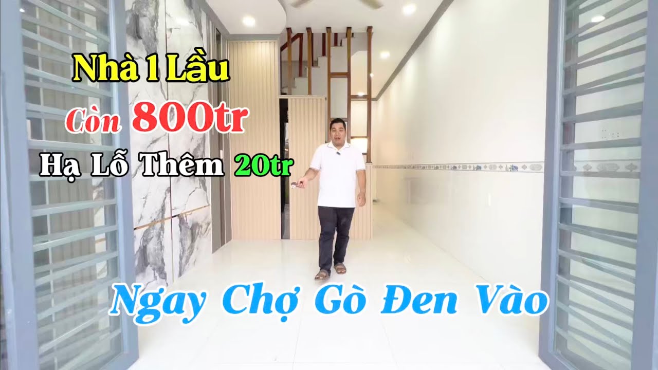 Nhà Ngay Chợ Gò Đen 👉Gần QL.1A Vào Chỉ 800m Nhà 1 Lầu Hạ Lỗ 20tr Chỉ Còn 800tr Full Không Phát Sinh