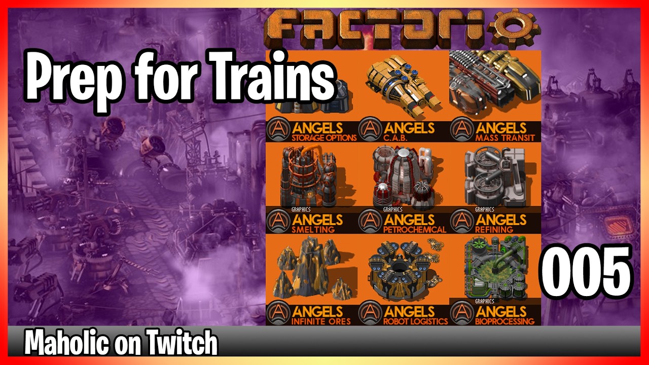 ⚙️Моды для Factorio Angels Yuoki AAI Industry✅🏭➡️Подготовка к поездам x05