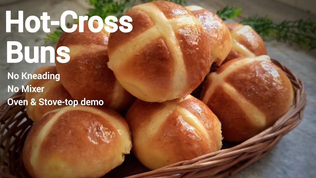 Easy Hot-Cross Buns | No Kneading, No Mixer (Oven & Stove-Top)