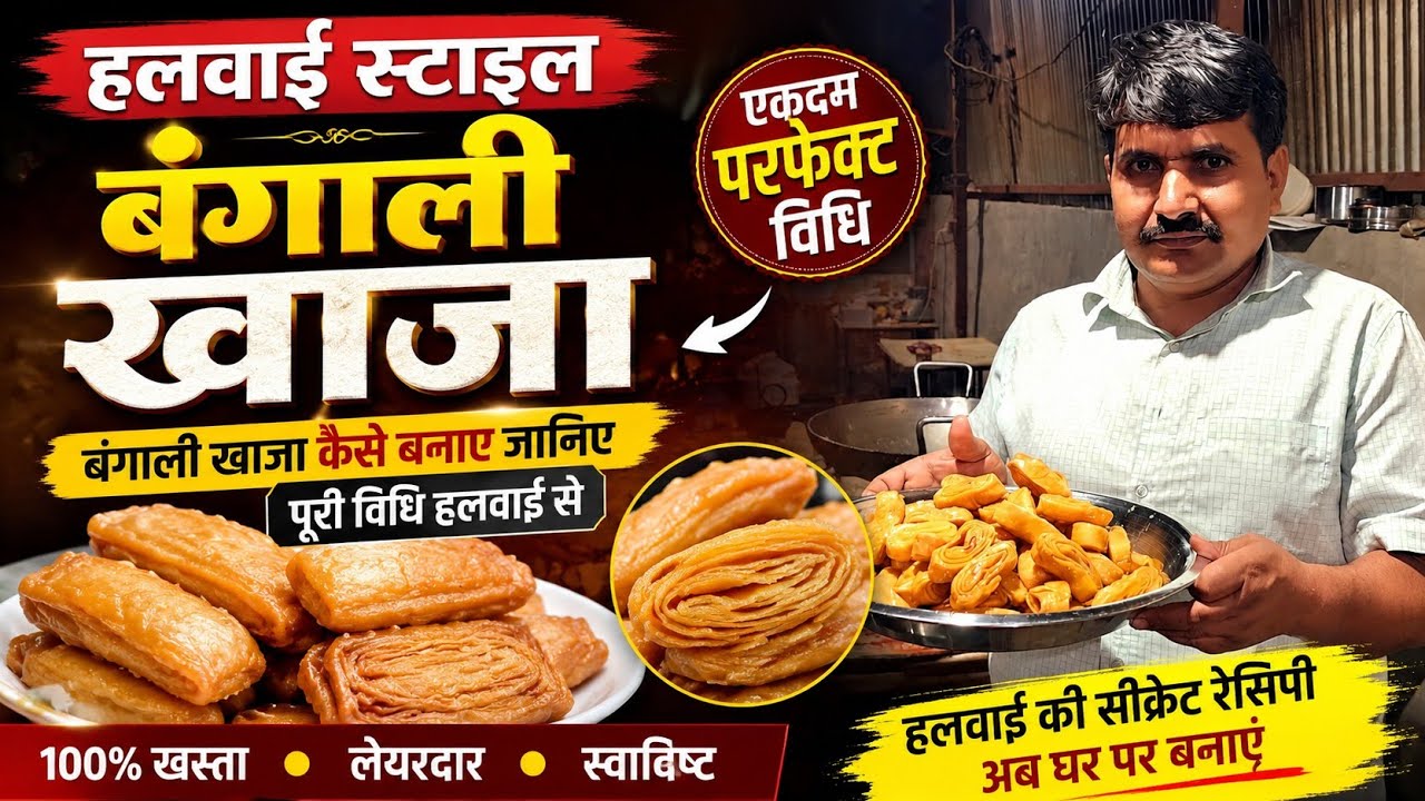 हलवाई स्टाइल में खाजा बनाने की एकदम परफेक्ट जानकारी बंगाली खाजा कैसे बनाए जानिए पूरी विधि हलवाई से 