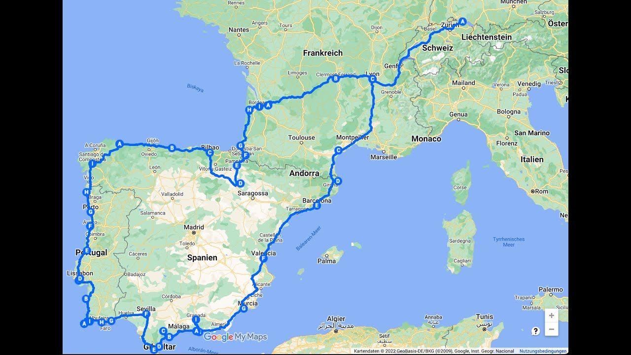 Wohnmobiltour Tour durch Frankreich, Spanien (Andalusien), Portugal (Algarve), Atlantikk&uuml;ste