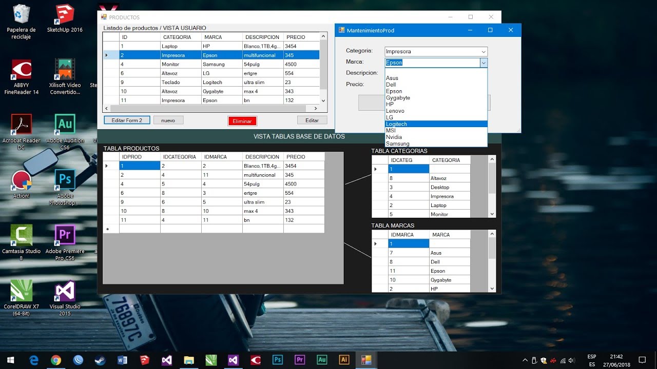 CRUD con Tablas Relacionadas Parte 2, Editar, Eliminar Datos, C#, SQL, Capas, POO, ComboBox, N. Base