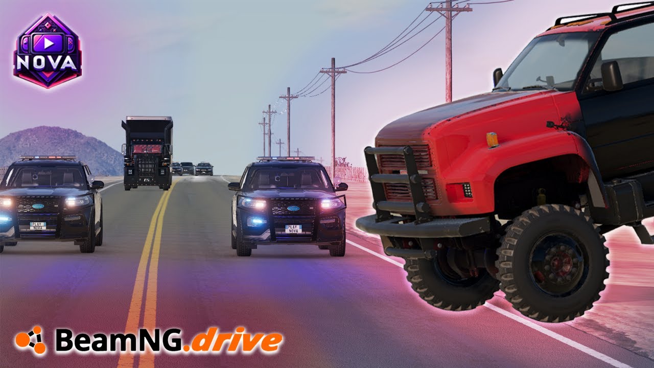 Insane Ferrari Heist: High-Speed Truck Robbery in BeamNG.drive!