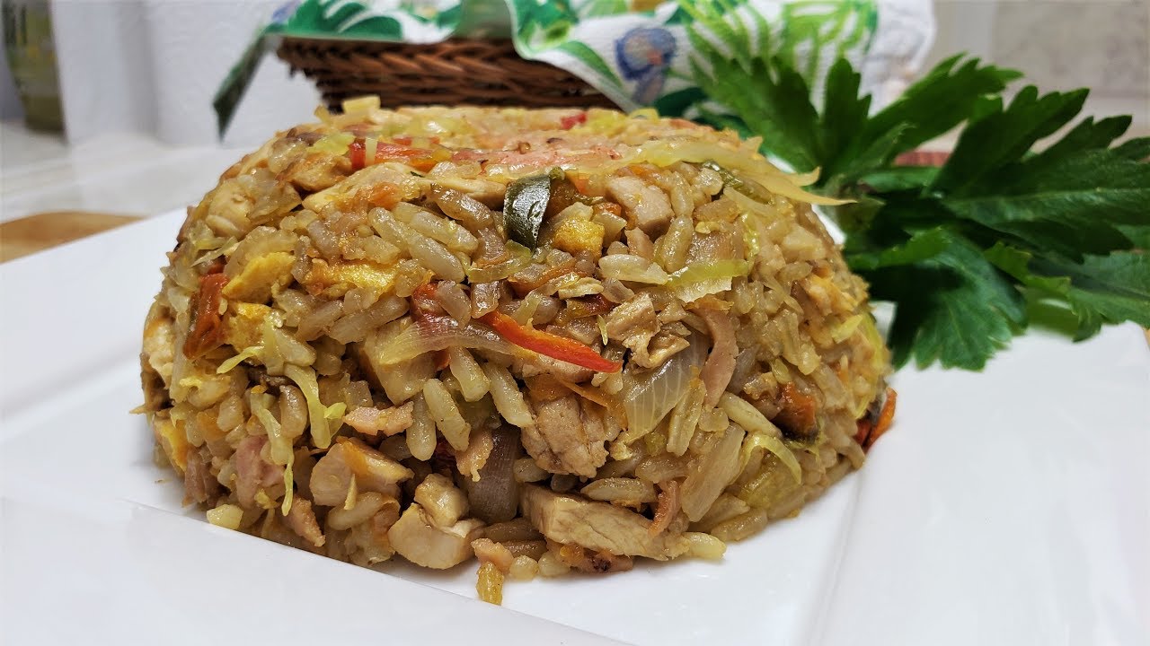 Arroz frito con pollo cerdo y camarones estilo Thai - como hacer un arroz tailandes facil y rapido