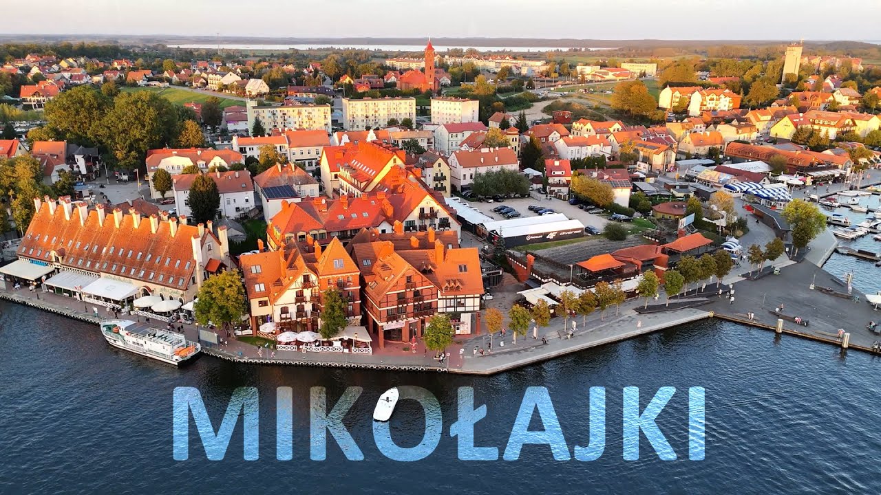 MIKOŁAJKI z drona 2025 | Jesienny zachód słońca na MAZURACH | Ujęcia 4K