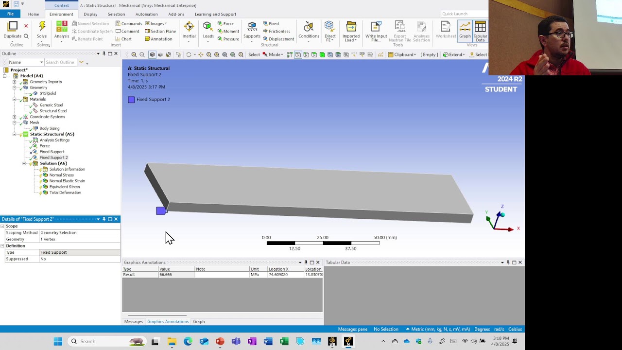 Sp 2025 Multiphysics: Session 20 - Structural Mechanics - Statics and Thermal Loading (Group B)