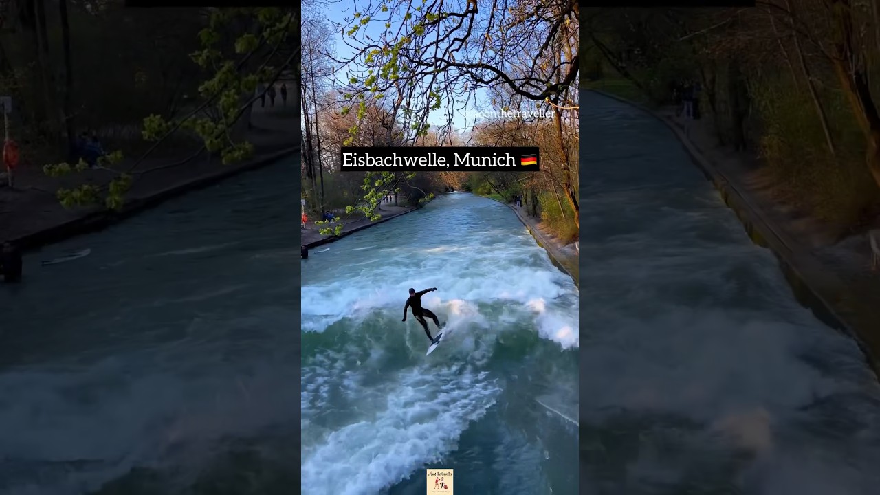 Eisbachwelle in Munich | Surfing in Munich in Spring is ❤️ #Munich