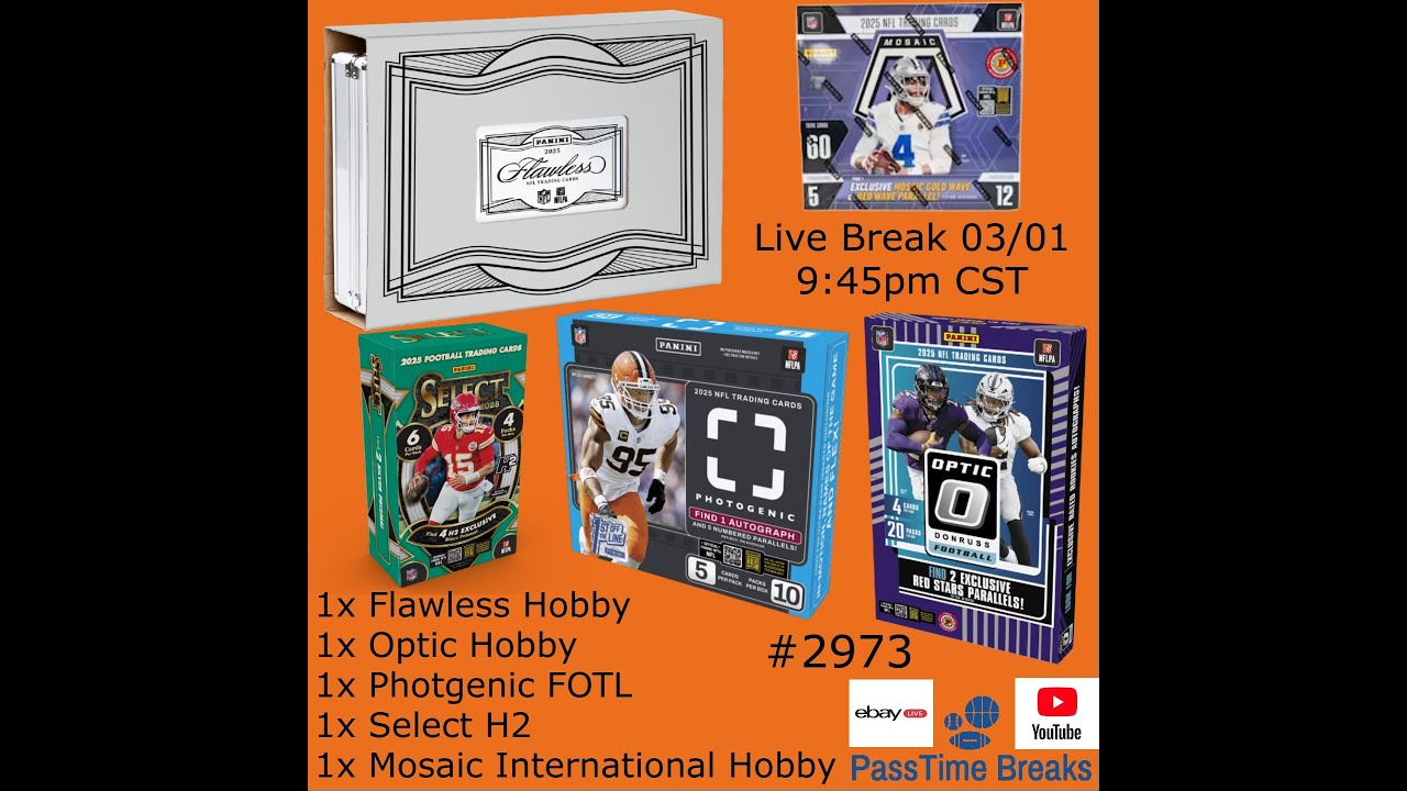 03/01 - 2025 FLAWLESS OPTIC SELECT FOOTBALL - 5x Box Hobby Mix - PYT #2973 LIVE BREAK
