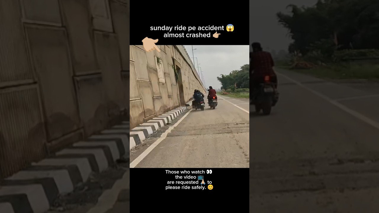 sunday ride pe bike crash😱| close accident😱| #sunday #ride #bike #crash#accident#rider#youtubeshorts