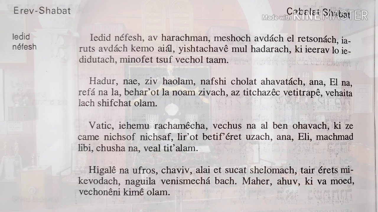 Liturgias do Shabat - Cabalát Shabat - Yedid Nefesh