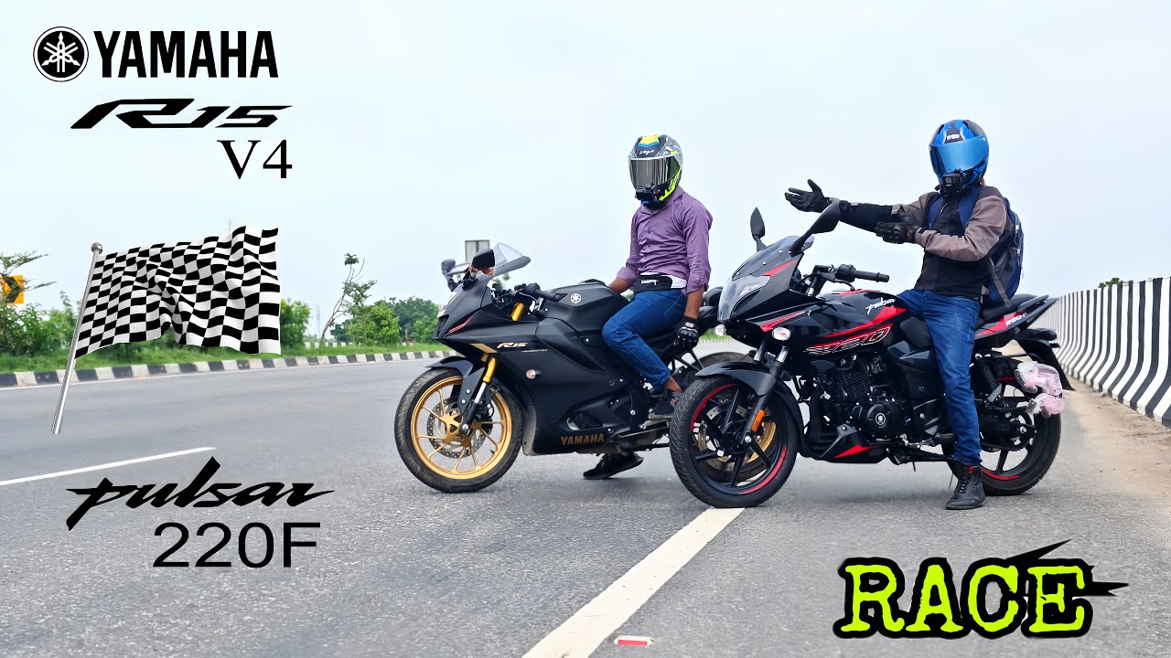 Yamaha R15 V4 VS Bajaj pulsar 220f  // Drag race// 