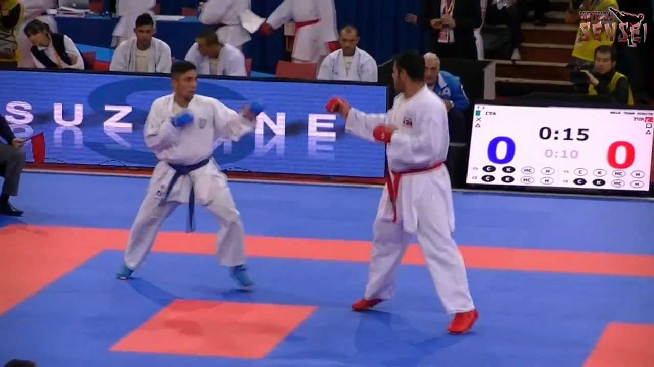 Turkey vs Italy - Sahintekin vs Iovine - 21st WKF World Karate Championships Paris Bercy 2012