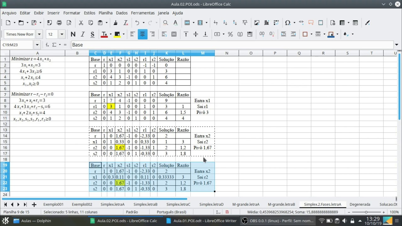 Simplex Método Duas Fases Exercício 001