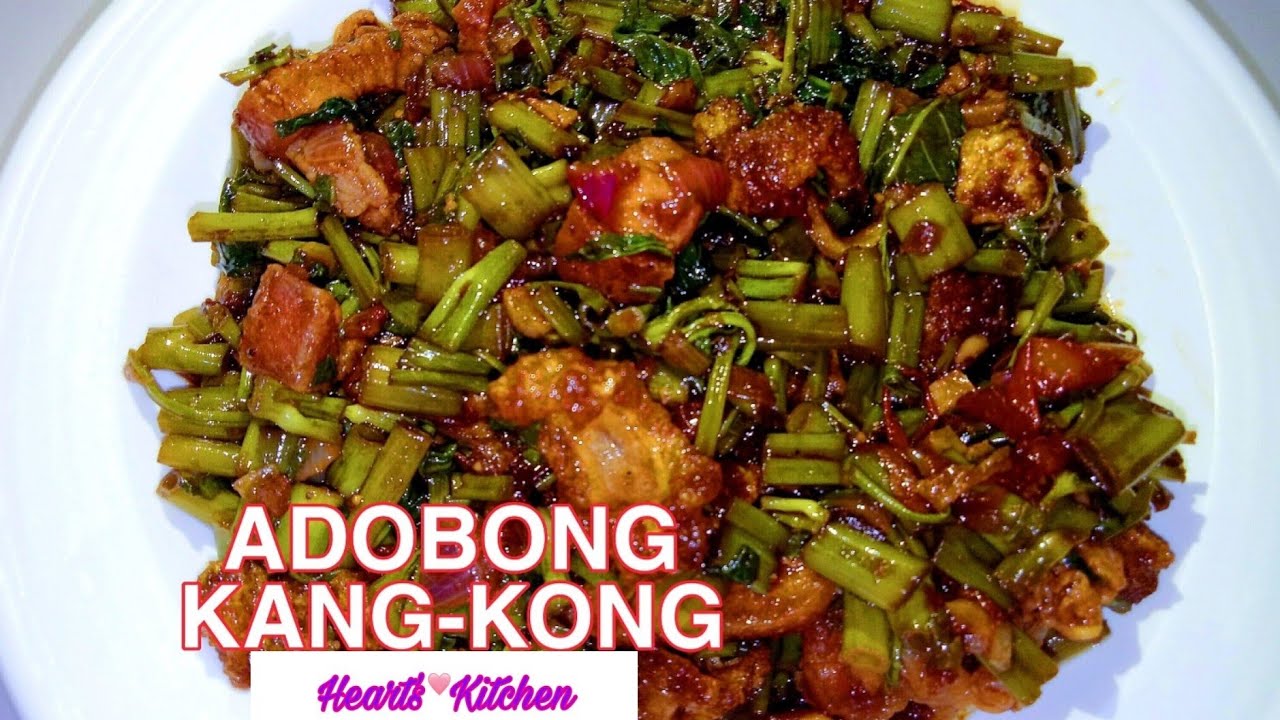 ADOBONG KANGKONG with OYSTER SAUCE, PORK AND CHICHARON | ADOBONG KANGKONG | SPINACH RECIPE IDEAS