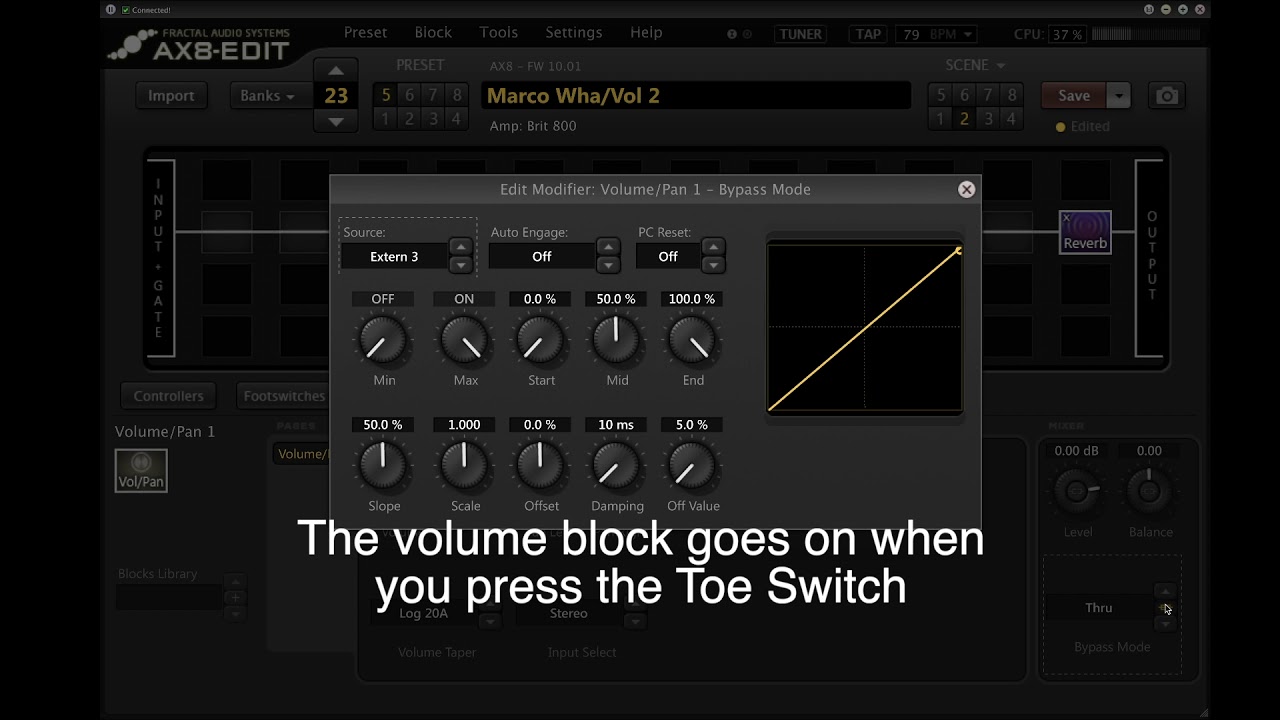 Fractal AX8 - Tutorial - How to setup Volume pedal with Toe Switch