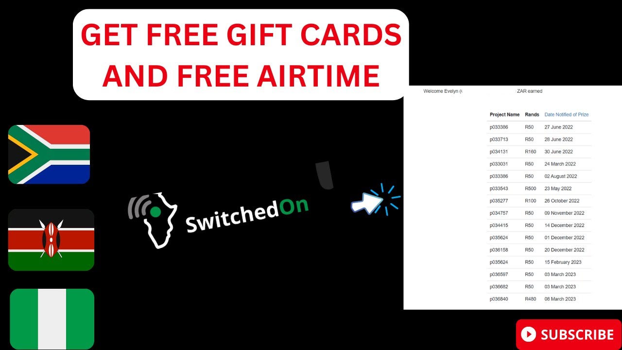 Get free gift cards, vouchers, and free airtime In South Africa, Kenya& Nigeria| SwitchedOn review|