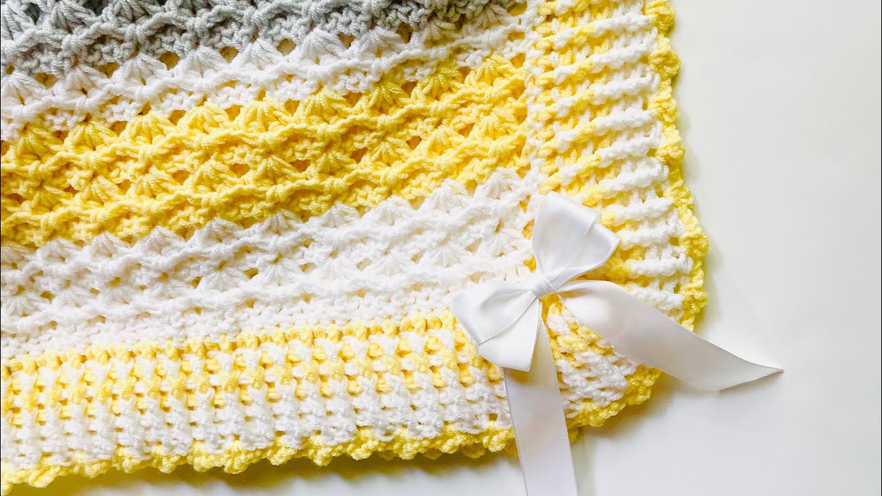 EASY Baby Blanket Pattern with BEAUTIFUL Fan Stitch HOW TO CROCHET for Beginners - The Ellie Blanket