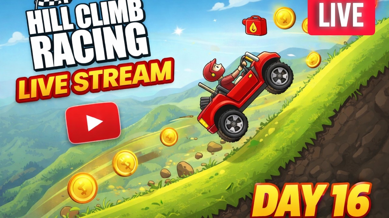 Hill Climb Racing LIVE 🔴 Crazy Stunts & Hills | Day 16 Gameplay | Zero Scope YT