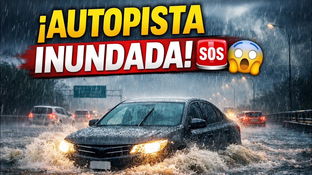 🌧️ Me agarró la lluvia fuerte en plena autopista. 