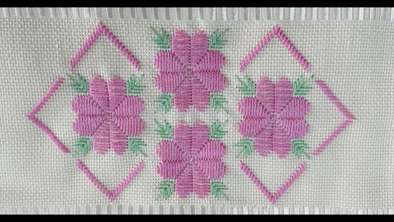 #94 Ponto Reto fácil - Flores e folhas singelas