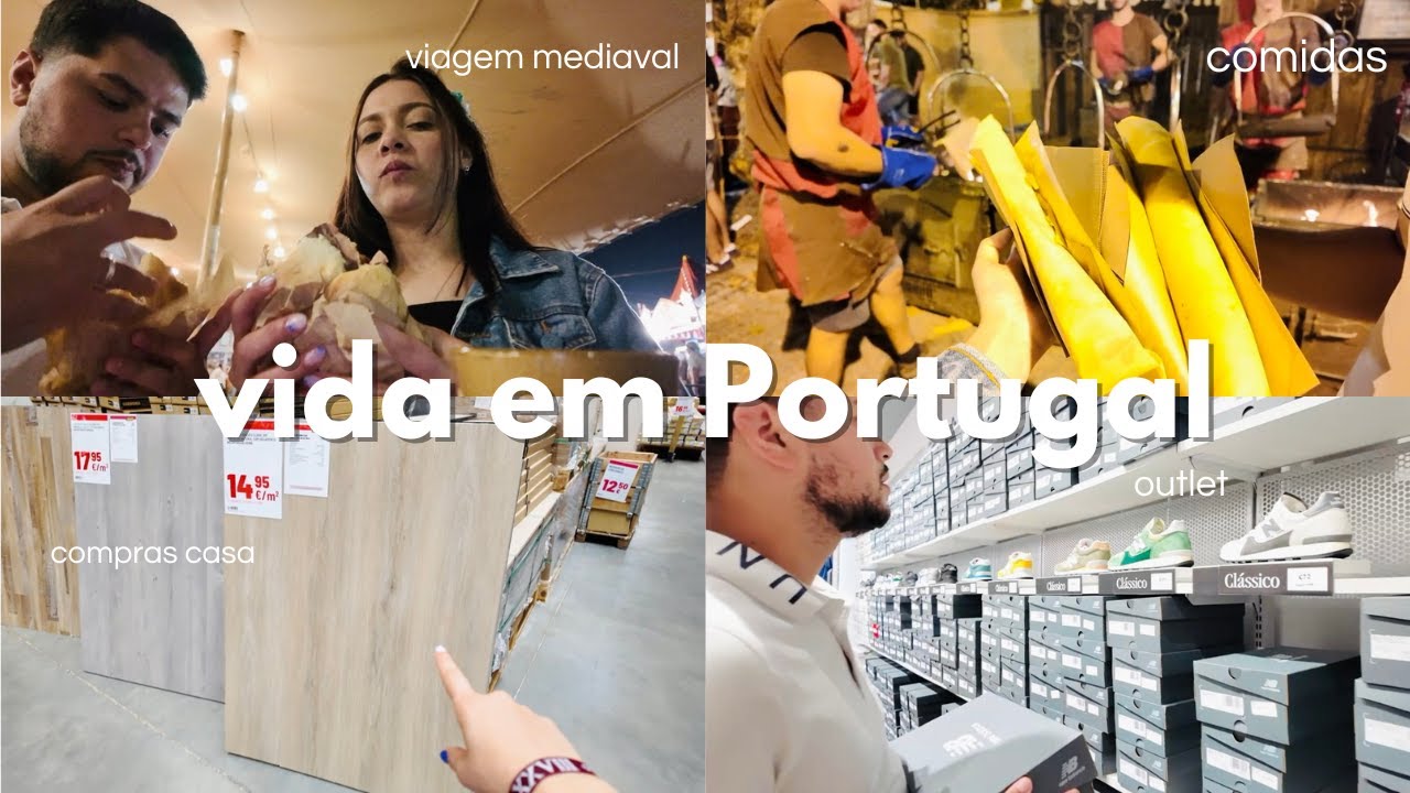 VLOG vida em Portugal | passeio outlet, compras casa, comprando prenda, viagem mediaval