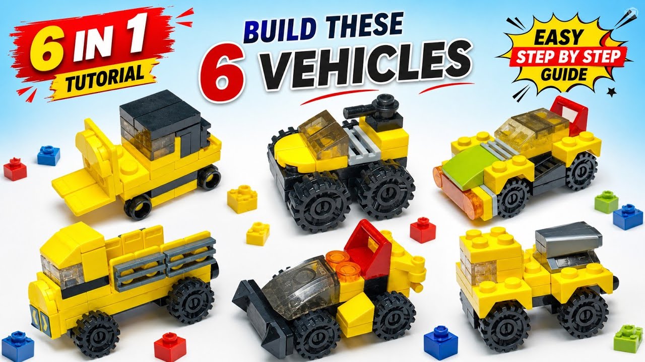 🔥 How to Build 6 LEGO Mini Vehicles | Easy Step-by-Step Tutorial (6-in-1 LEGO Builds)