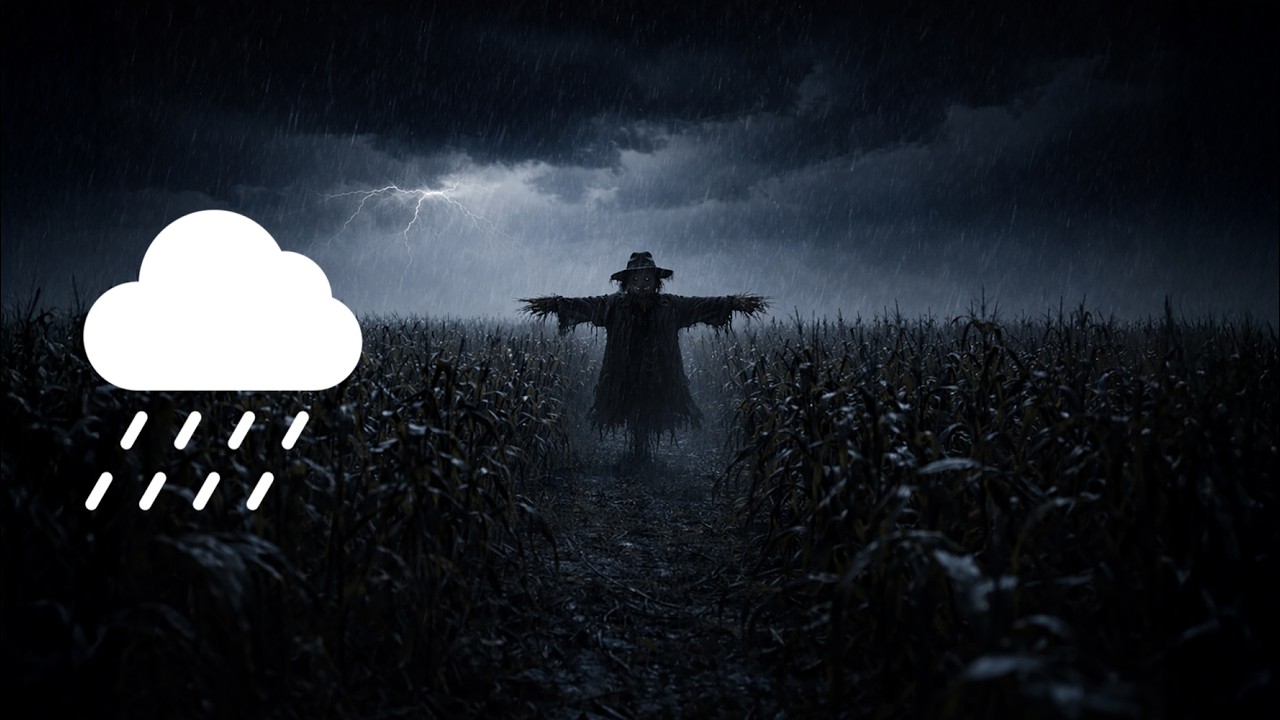 Dark Cornfield in a Thunderstorm 🌩 10 Hours of Heavy Rain and Thunder Sounds