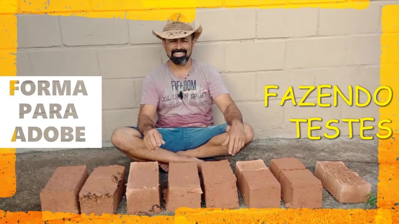 INICIANDO TESTES COM ADOBE, tijolo de terra, fiz a forma e alguns testes