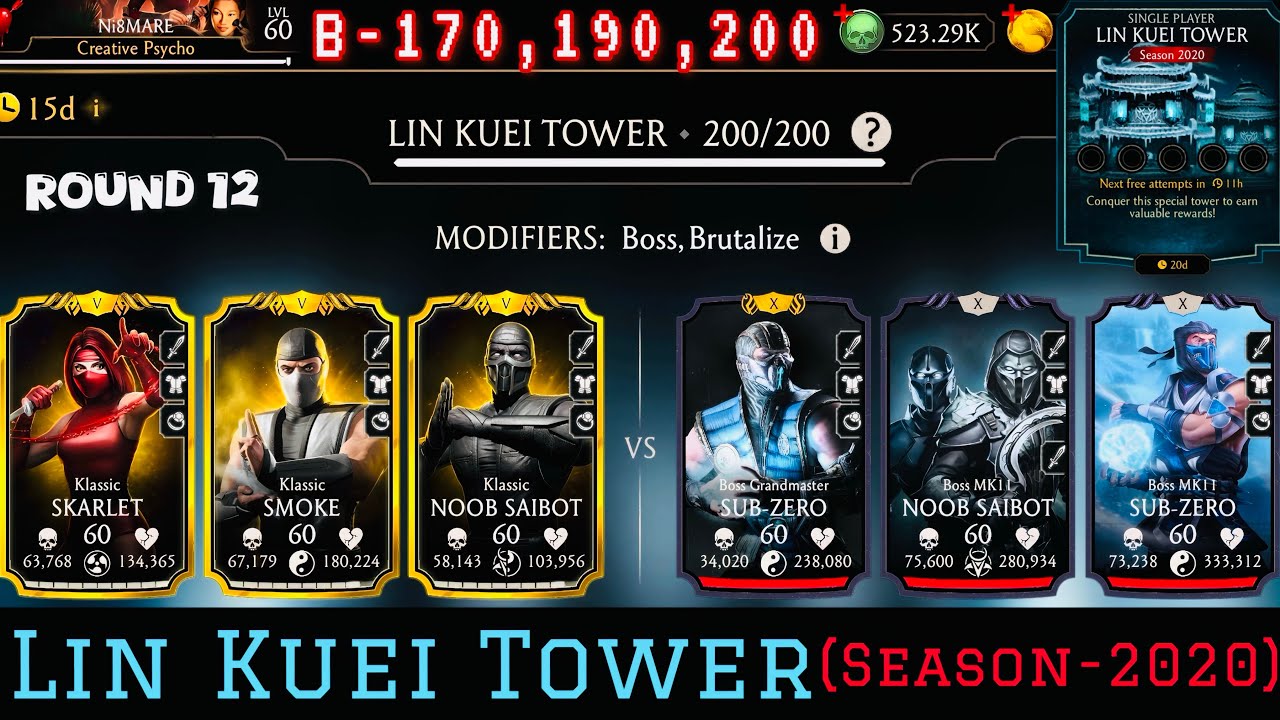 Lin Kuei Tower Boss Battle 200 & 170, 180 Fight + Rewards | Mortal Kombat Mobile