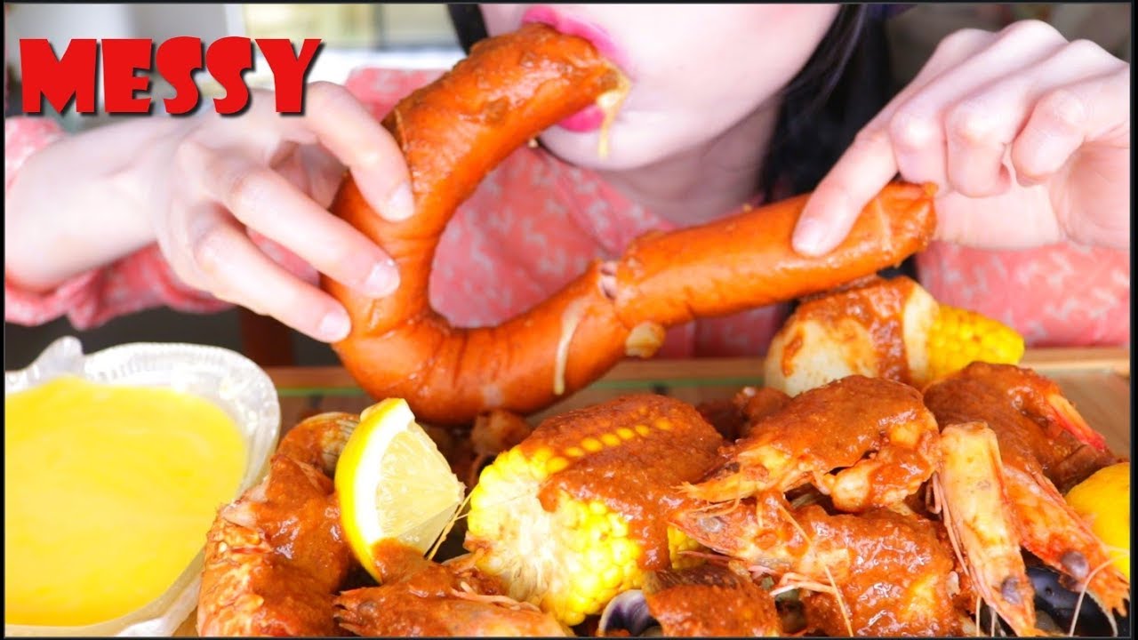 ASMR RENDANG SEAFOOD BOIL | LOBSTER TAIL | KING PRAWN | CHORIZO| EATING SOUNDS | NO TALKING