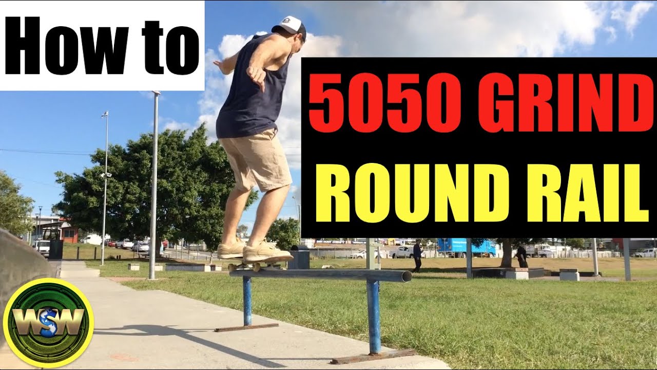 How to 5050 grind a round rail - (Skateboarding tutorial)