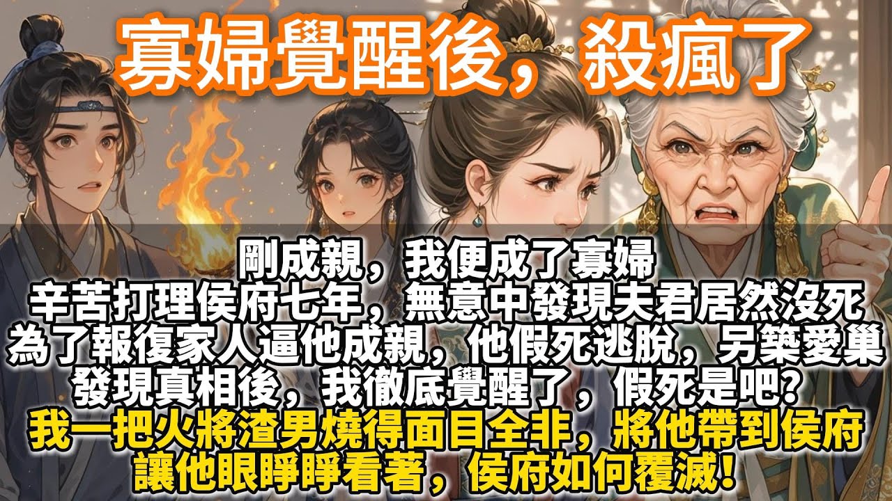 完結爽文：寡婦覺醒後殺瘋了。剛成親，我便成了寡婦。辛苦打理侯府七年，無意中發現夫君居然沒死。原來，他早有心愛之人。為了報復家人逼他成親，他假死逃脫，侯府卻死死隱瞞，不讓我改嫁，繼續用我的嫁妝享受富貴