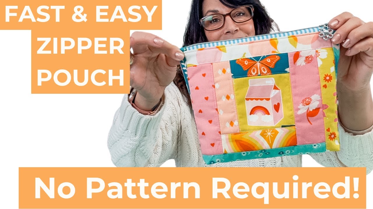 Sew Along with me & make this Easy Zipper Pouch with me, no pattern needed!!