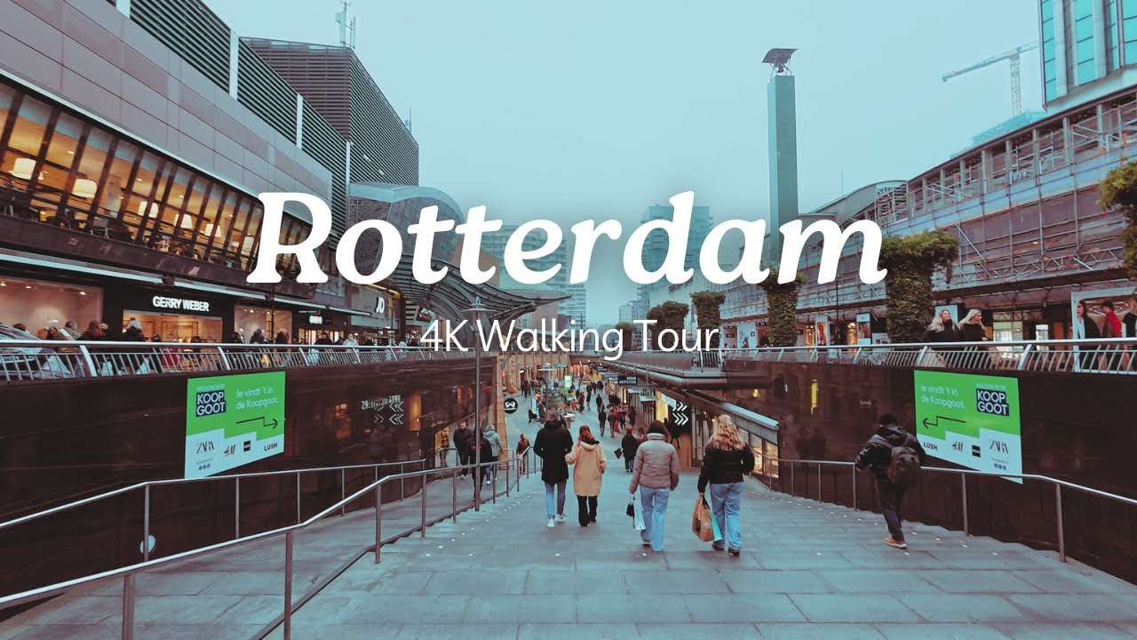 4K Walking Tour of Rotterdam City Center | ASMR Real City Sounds