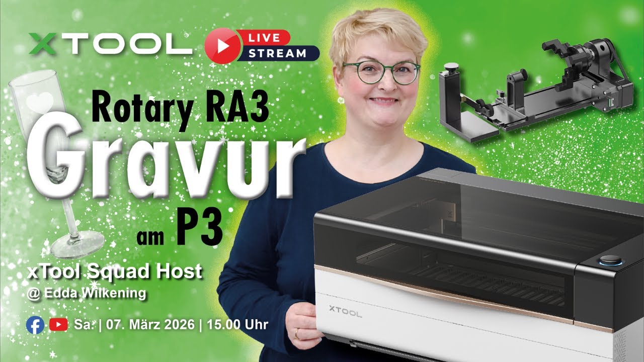 🔴 xTool LIVE - P3 - RA3 Rotary - Glasgravur